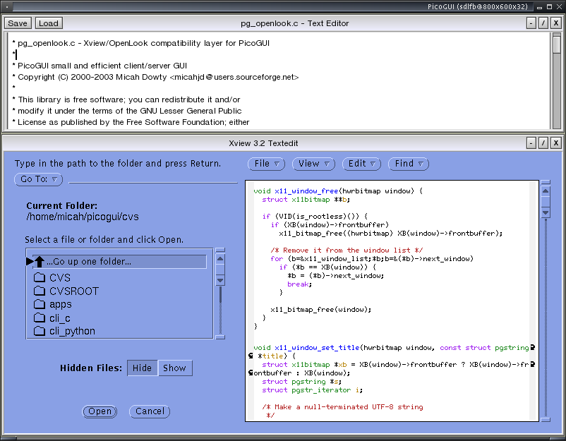Xview/OpenLook Compatibility