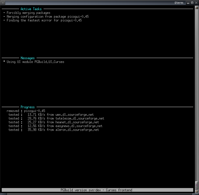 Curses frontend for PGBuild